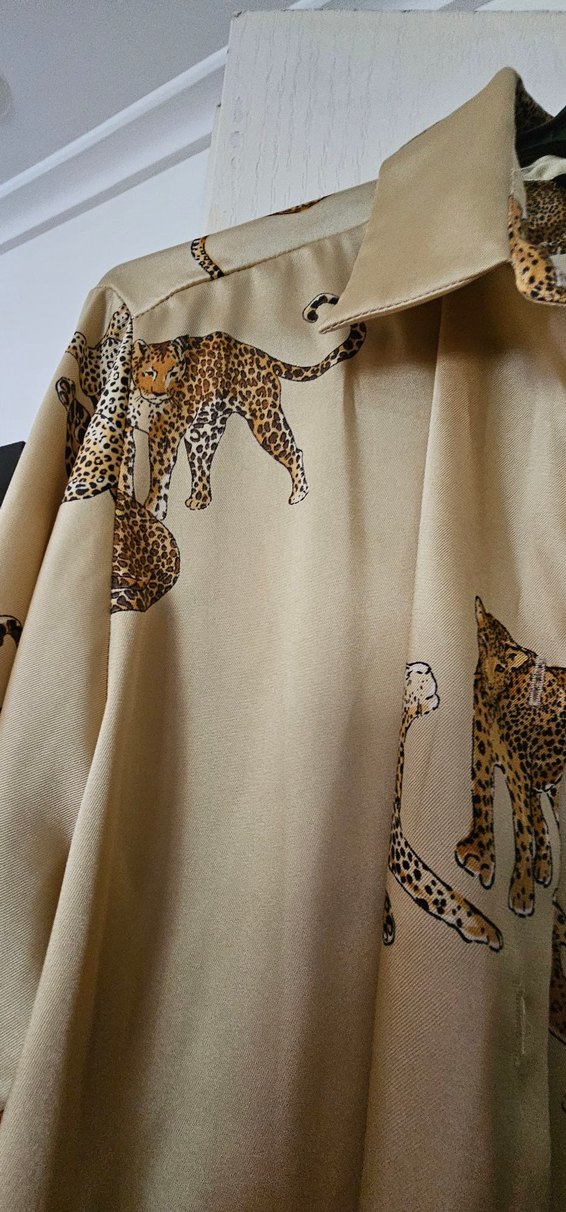 Düğmeli Leopar Desenli Kadın Gömlek - Görsel 5