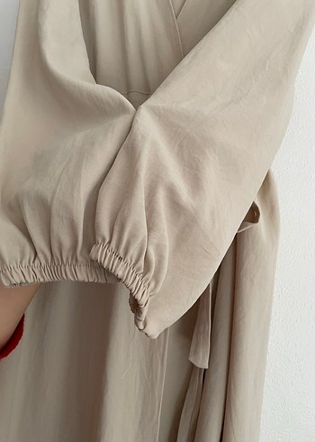 Bej Uzun Kadın Elbise - Görsel 7