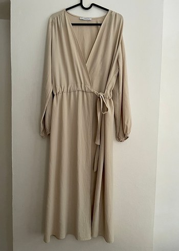 Bej Uzun Kadın Elbise - Görsel 2