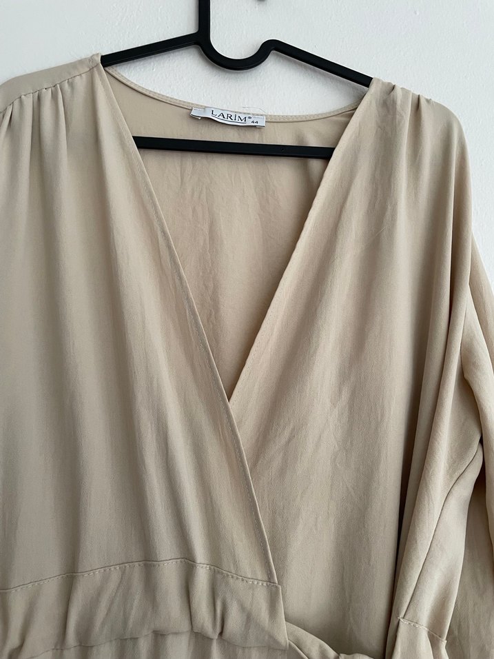 Bej Uzun  Kadın Elbise - Görsel 3