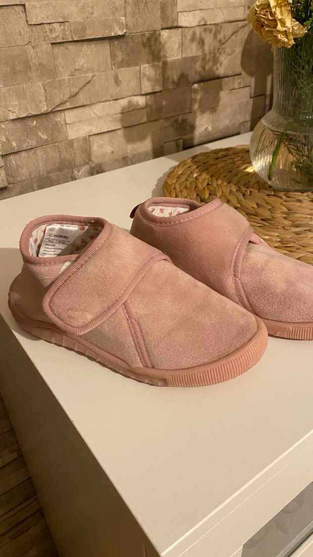 Kız Çocuk Pembe Süet Sıcak Ev ayakkabısı - Görsel 2