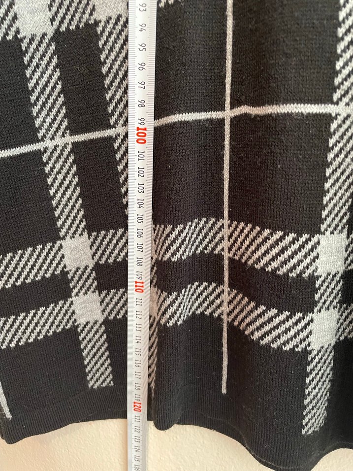 Gri Ekose Desenli Triko Uzun Elbise - Görsel 2