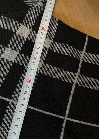 Gri Kareli Uzun Triko tunik - Görsel 3