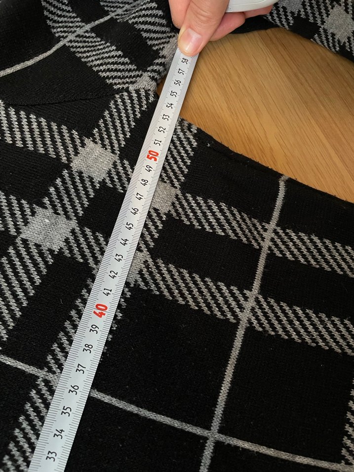 Gri Kareli Uzun Triko tunik - Görsel 4