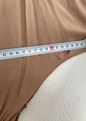 Bej Uzun Keten Elbise - Görsel 3