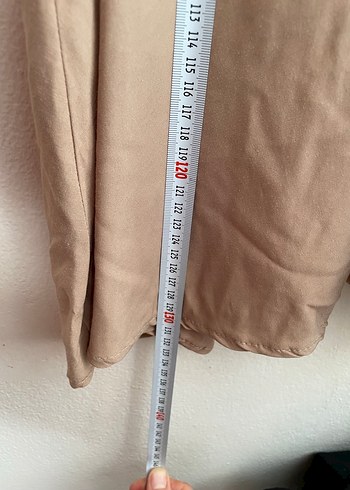 Bej Uzun Keten Elbise - Görsel 4