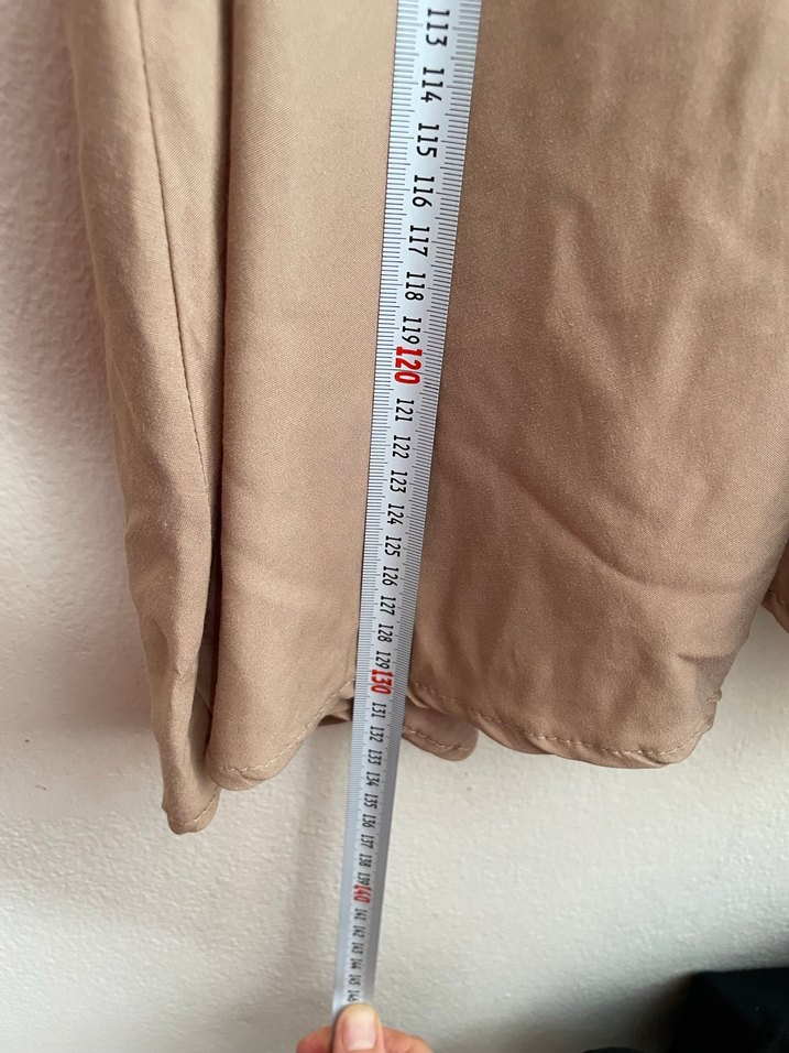 Bej Uzun Keten Elbise - Görsel 4