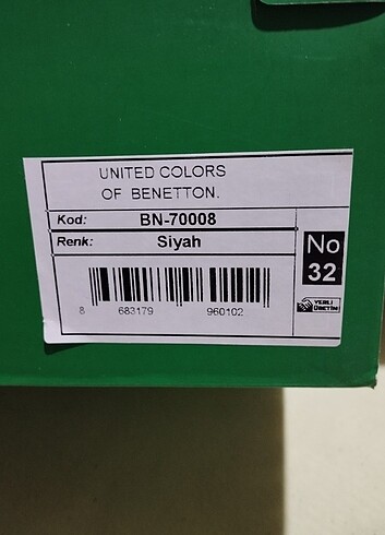 32 Beden siyah Renk Benetton marka bot sadece 1 defa giyildi 