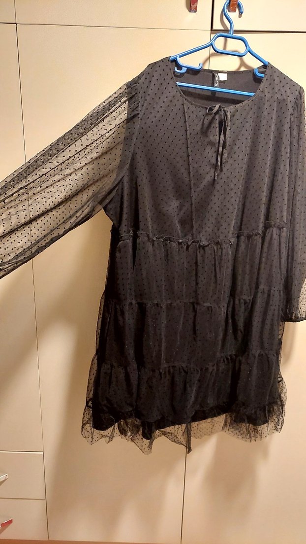 Uzun Kollu Siyah Şık Elbise - Görsel 2