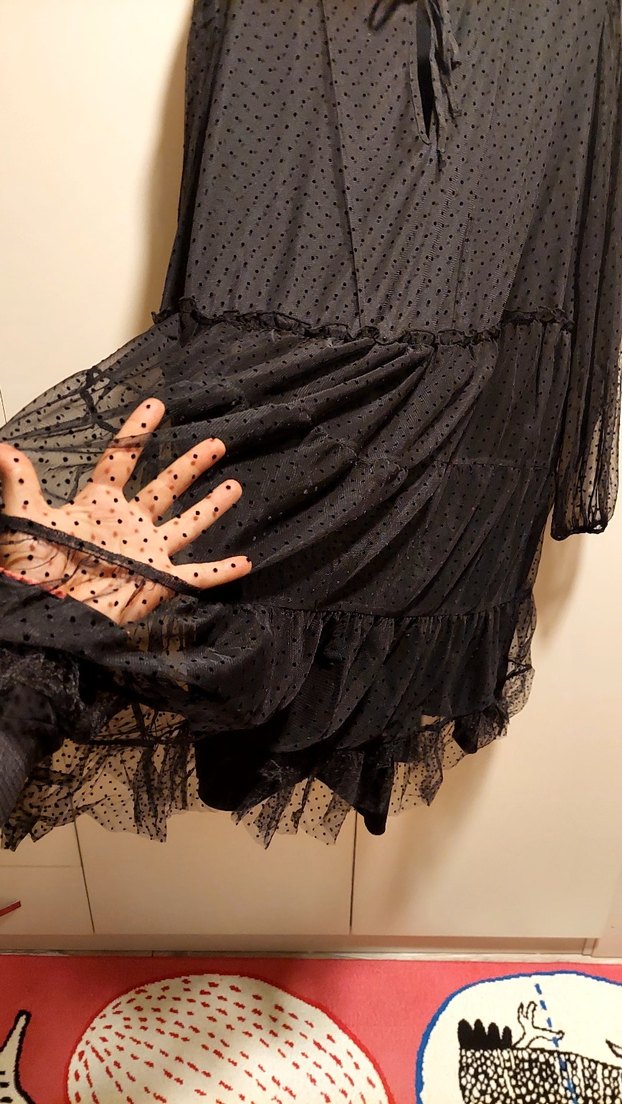 Uzun Kollu Siyah Şık Elbise - Görsel 4