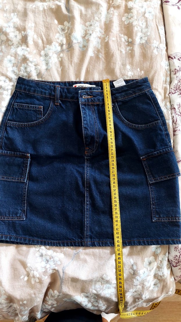 Lacivert Mini Denim Etek - Görsel 3