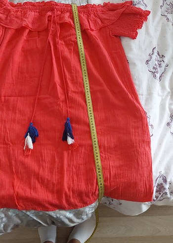 Kırmızı Bohem Mini Elbise - Görsel 3