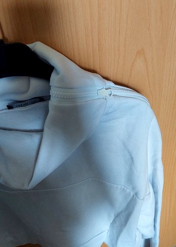 Beyaz Uzun Kollu Fermuarlı Sweatshirt - Görsel 5