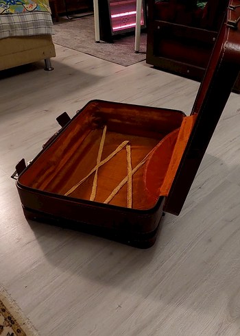 Kahverengi Vintage Deri Bavul - Görsel 3