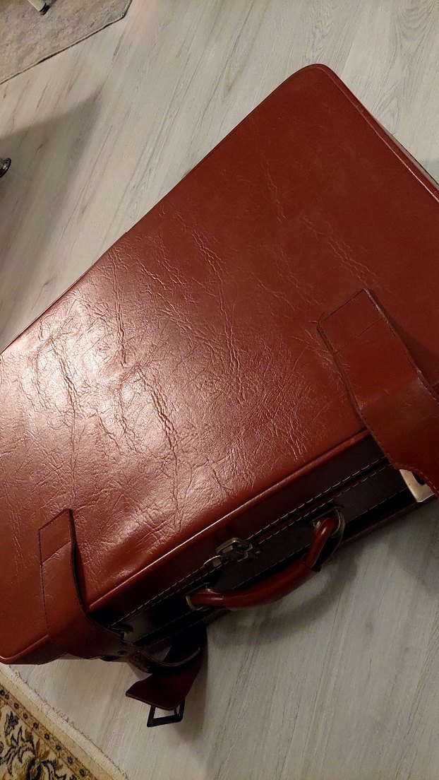 Kahverengi Vintage Deri Bavul - Görsel 4