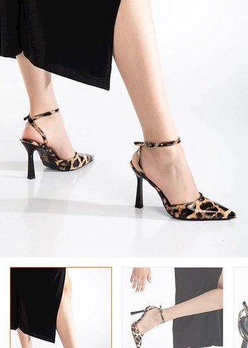 Leopar Desenli Tokalı Stiletto Topuklu Kadın Ayakkabı