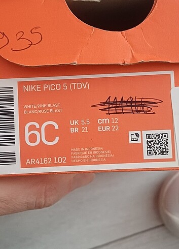 22 Beden beyaz Renk Nke pico 5 bebek spor