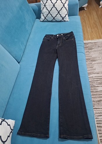 Mavi Koyu Lacivert Yuksek Bel Denim Jean