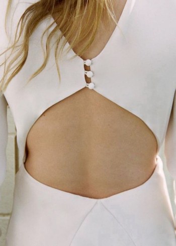 Zara Beyaz Uzun Kollu Saten Elbise - Görsel 2