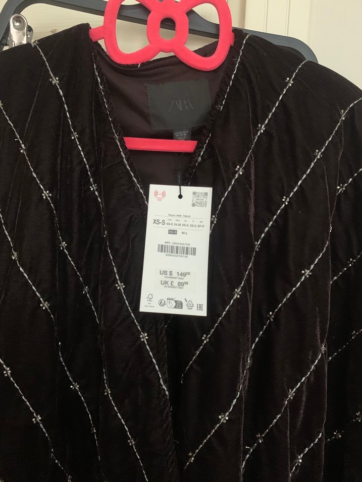 Kadife boncuklu Kahverengi Kadın Ceket - Görsel 3