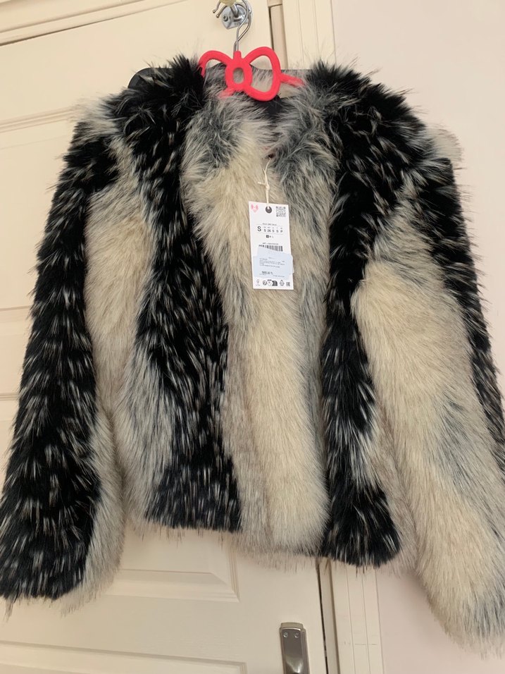 Desenli Gri Suni Kürk Midi Ceket - Görsel 2