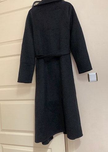 Kuşaklı koyu gri Uzun Kaban - Görsel 4