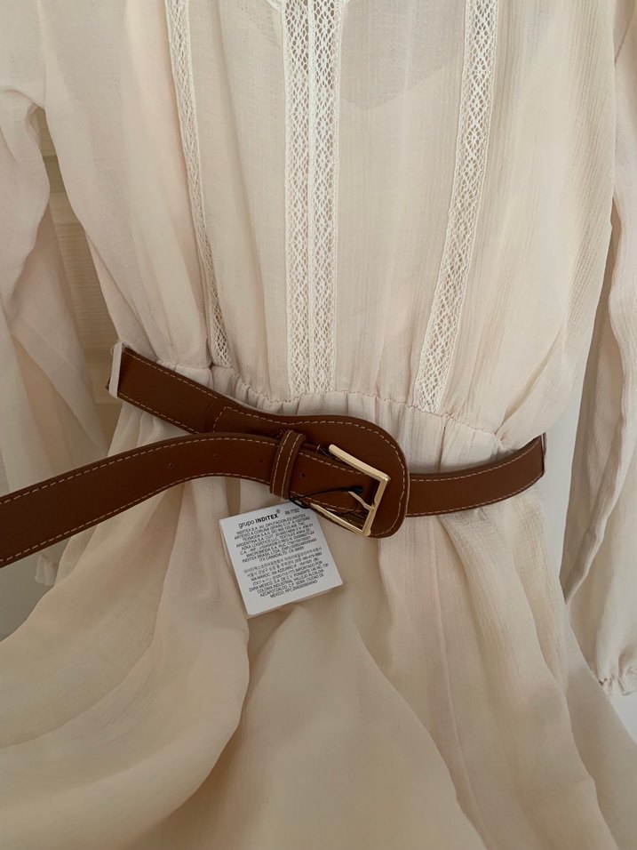 Bej Uzun Kollu Bohem Elbise - Görsel 4