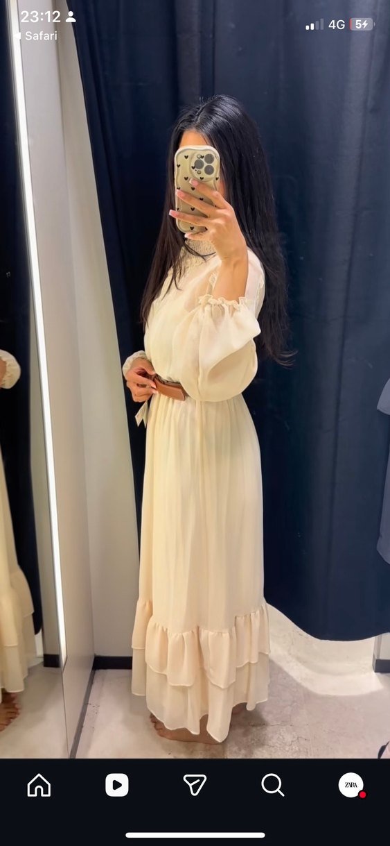 Bej Uzun Kollu Bohem Elbise - Görsel 2