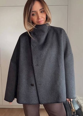 Zara Antrasit Oversize Yun Kaban