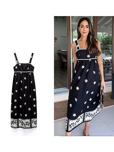 Zara işlemeli elbise