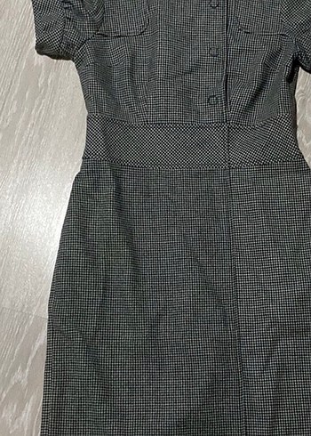 İpekyol marka Düğmeli Kareli Gri Ofis elbisesi - Görsel 3