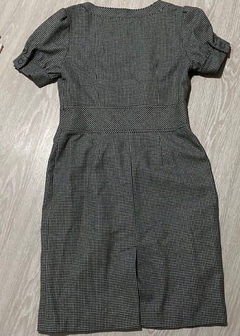 İpekyol marka Düğmeli Kareli Gri Ofis elbisesi - Görsel 5