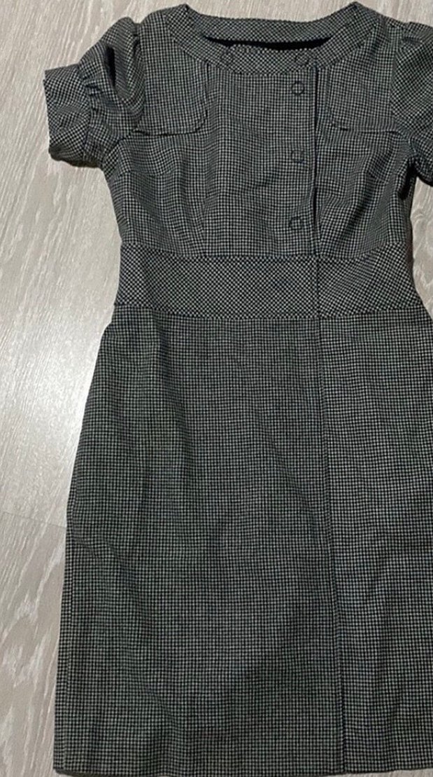 İpekyol marka Düğmeli Kareli Gri Ofis elbisesi - Görsel 3