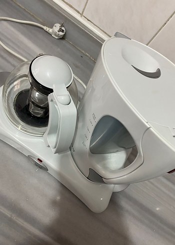 king Beyaz ve Gri Elektrikli Su Isıtıcısı ve Demlik - Görsel 2