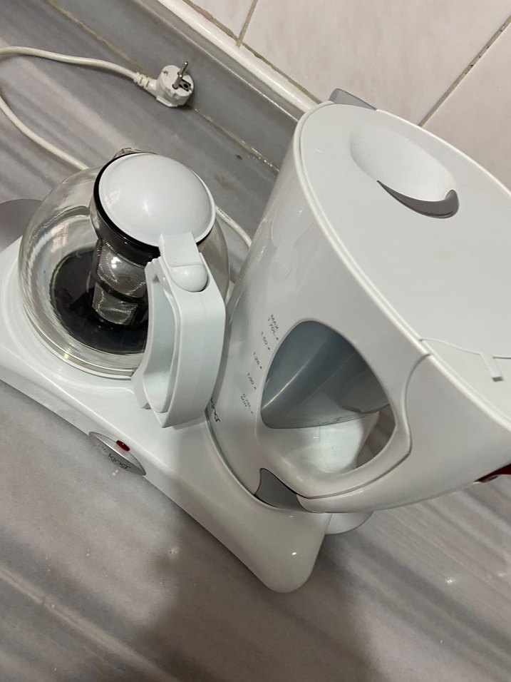 king Beyaz ve Gri Elektrikli Su Isıtıcısı ve Demlik - Görsel 2