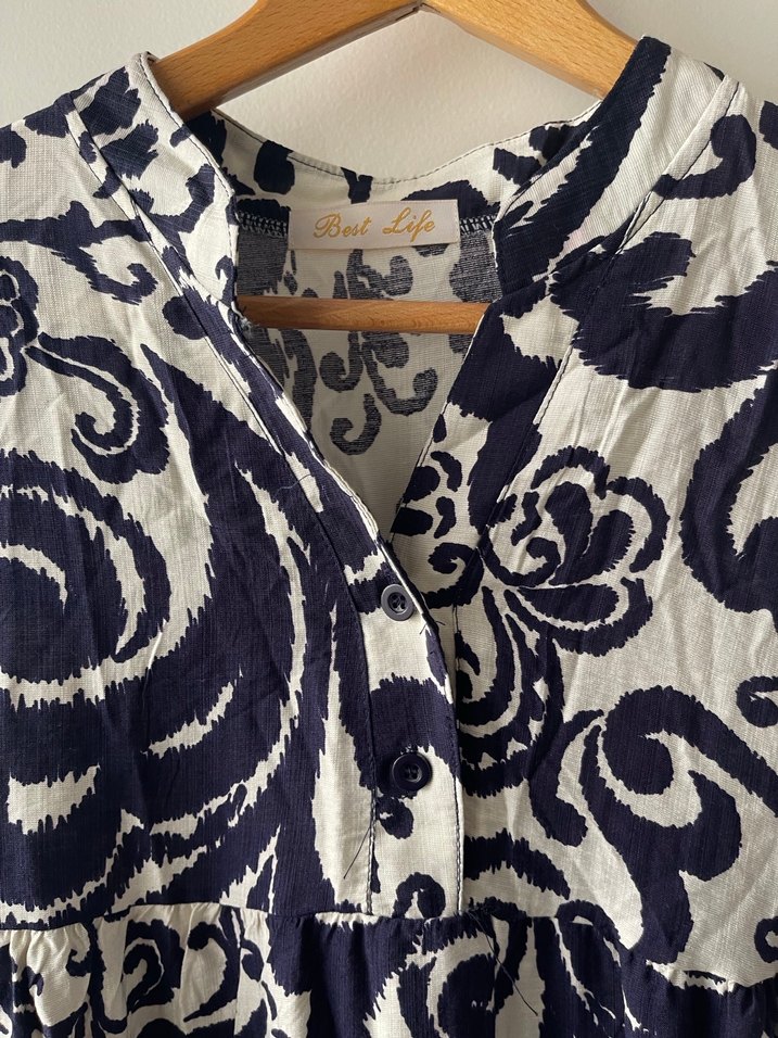 Bohem Desenli Lacivert Uzun Elbise - Görsel 3