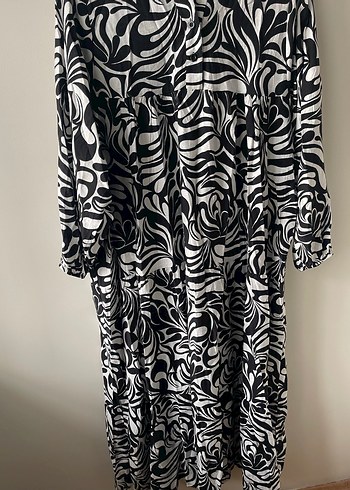 Bohem Siyah Beyaz Zebra Desenli Uzun Elbise - Görsel 3