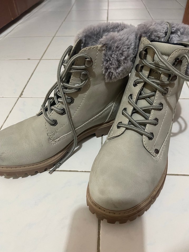 Gri Kadın Süet Kürklü Dolgu Topuk Bot - Görsel 3