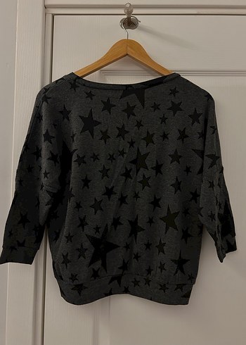 Gri Yıldız Desenli Uzun Kollu Kadın Kazak - Görsel 5