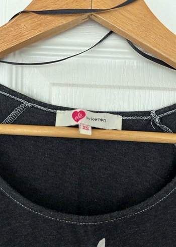 Koton Siyah Baskılı Kısa Kollu Crop Tişört - Görsel 4