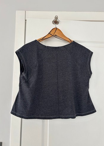 Koton Siyah Baskılı Kısa Kollu Crop Tişört - Görsel 2