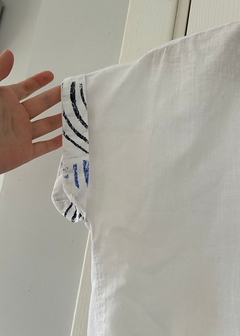 Colins Desenli Keten Kısa Kollu Crop Gömlek - Görsel 4