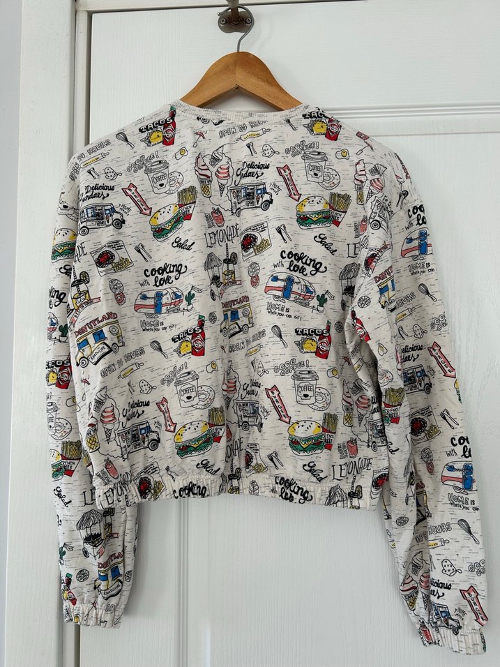 Baskılı Düğmeli Kadın Sweatshirt - Görsel 2