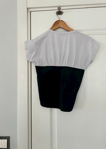 Beyaz Siyah Pamuklu Tişört - Görsel 2