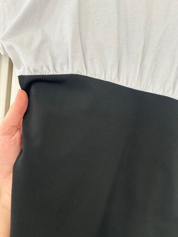 Beyaz Siyah Pamuklu Tişört - Görsel 5