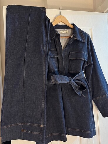 l Beden mavi Renk Denim takım zara model