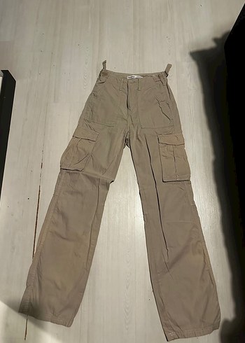 Bej Wide leg kargo Pantolon - Görsel 3