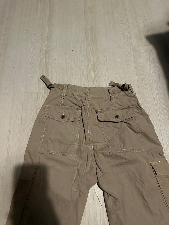 Bej Wide leg kargo Pantolon - Görsel 5