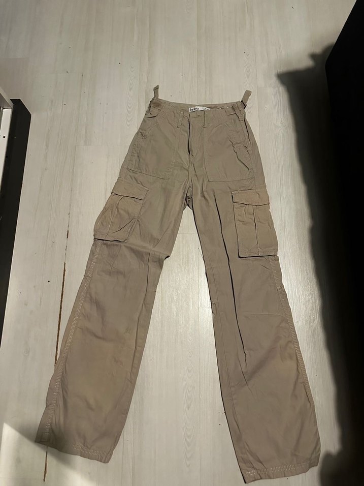 Bej Wide leg kargo Pantolon - Görsel 3