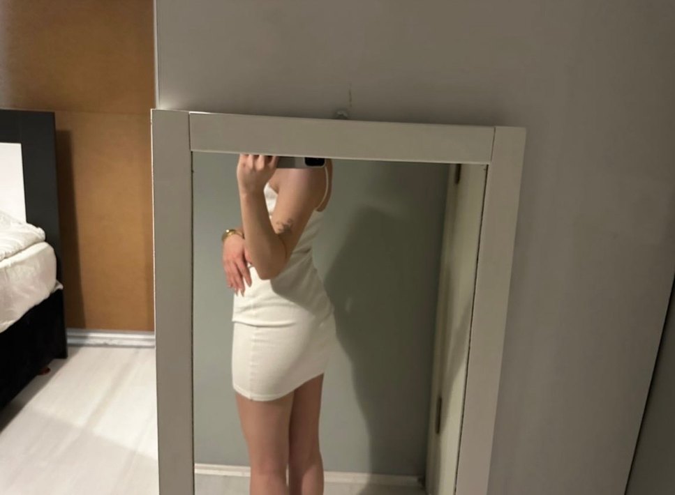 Beyaz Askılı Mini Elbise - Görsel 2